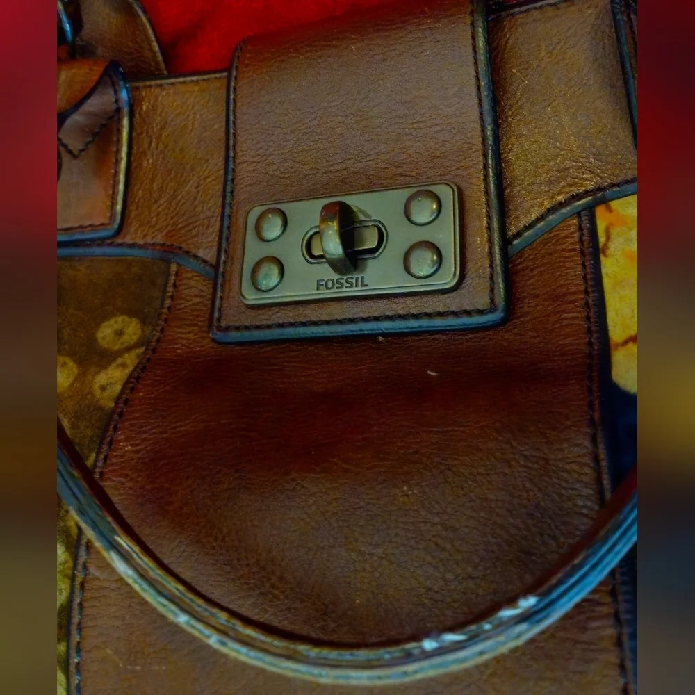 Fossil Vintage Rare Reissued Weekender Brown and Multicolor Satchel - Picture 11 of 16